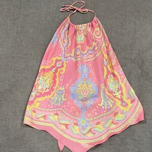 J. McLaughlin Pink and Yellow Paisley halter top